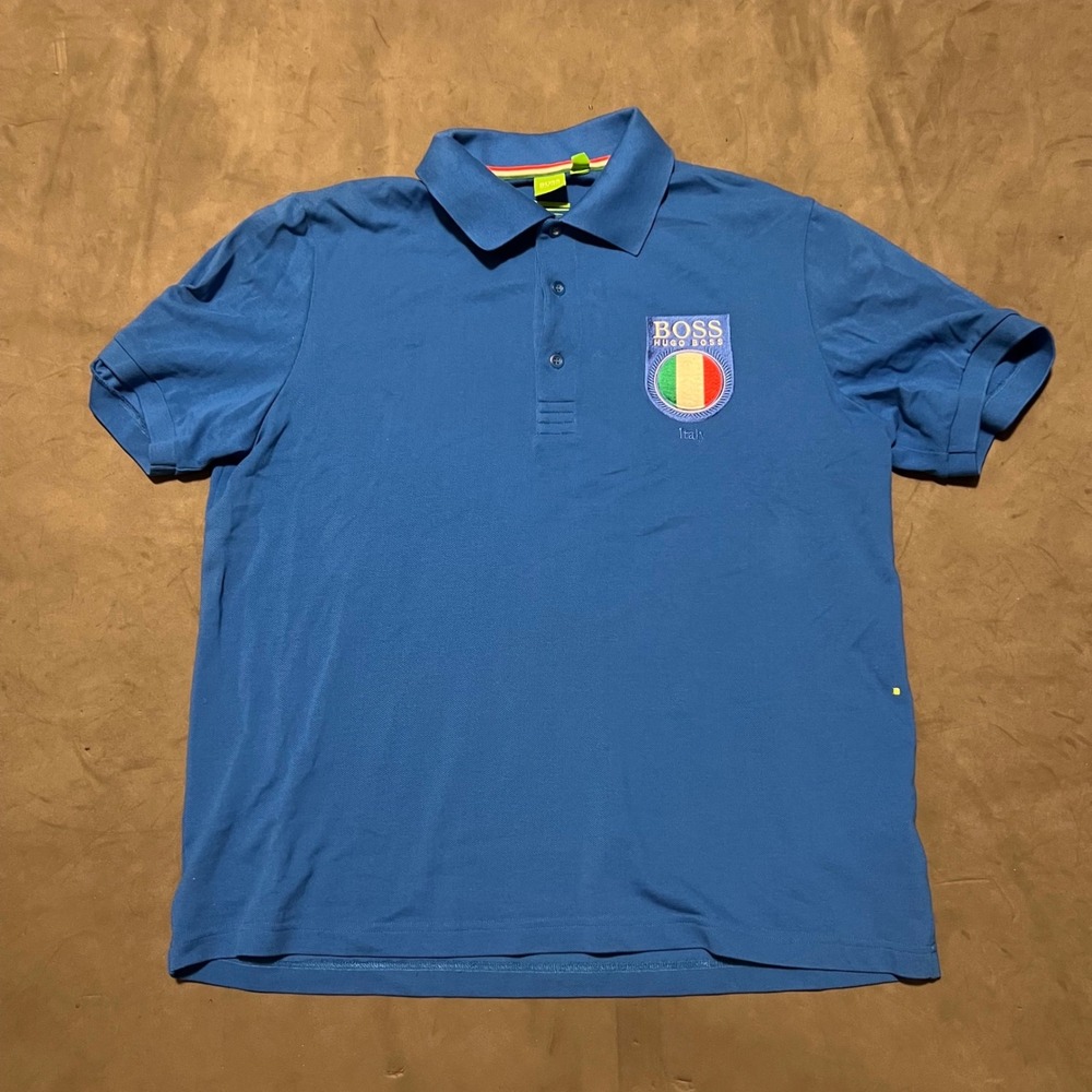 BOSS Hugo Boss Paddy Flag Polo Mens XXL Blue Italy Modern Fit